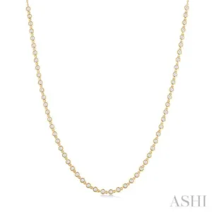 1 1/4 ctw Bezel Set Round Cut Diamond Tennis Necklace in 14K Yellow Gold