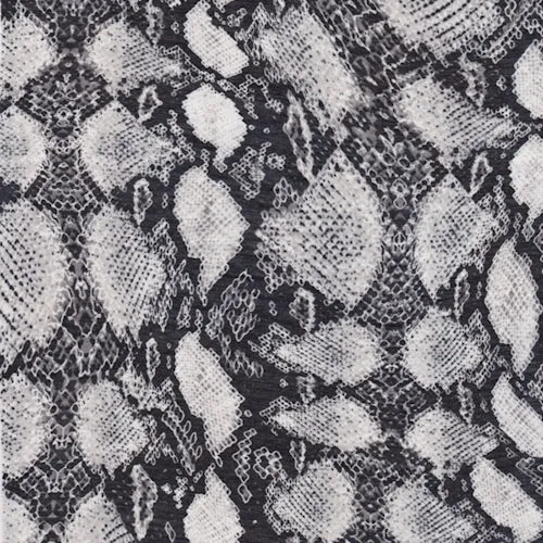 1 3/4 YD PC-Black/Silver/White Snakeskin Lawn Fabric