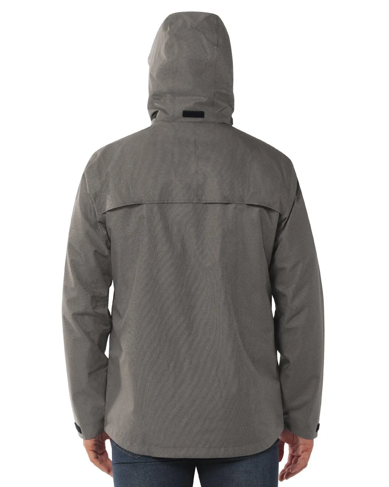 10000mm W/P Index 5000 Level Breathable Men's Stow-away Hood Rain Jacket with 2 Multi Pockets