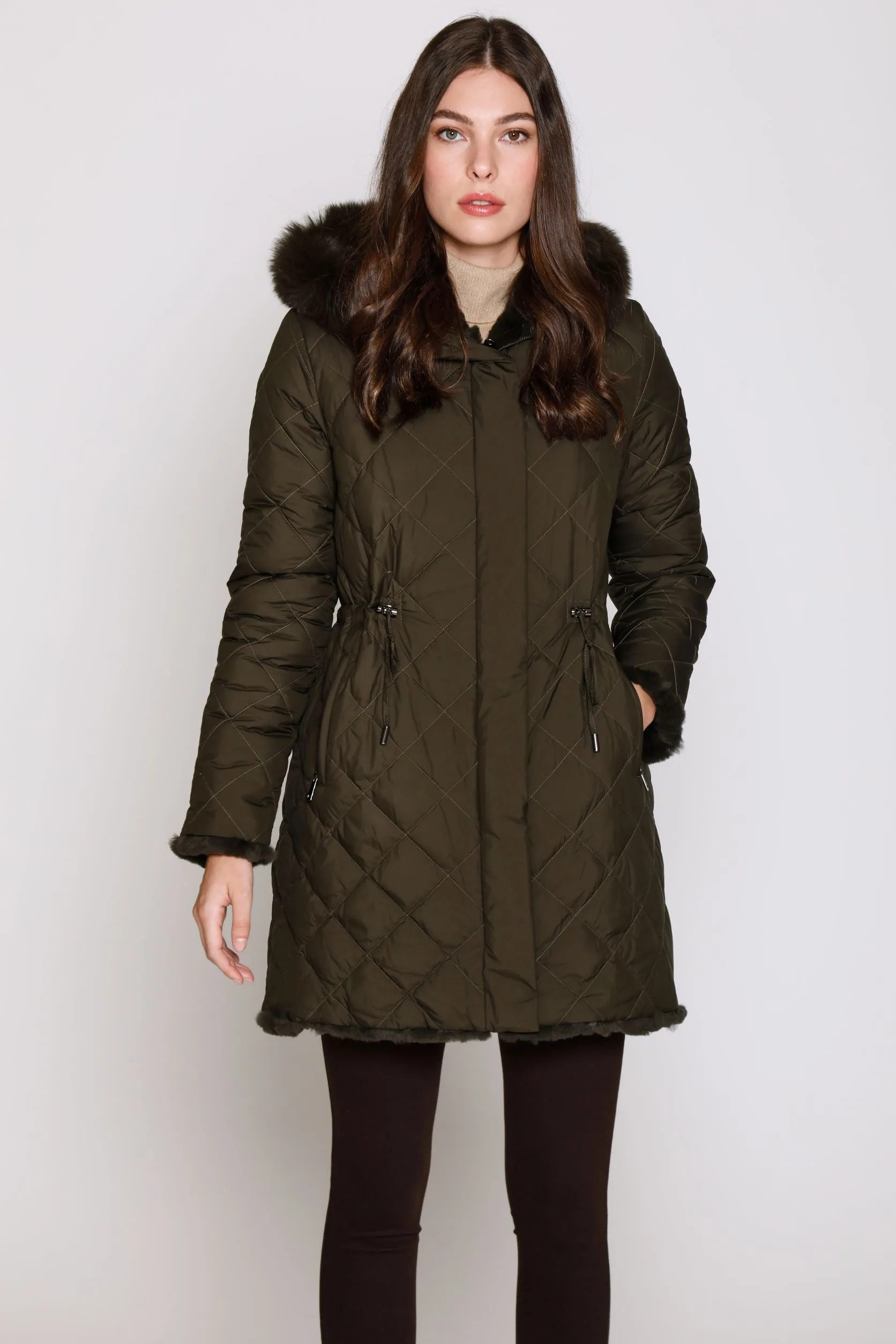 #1261HD Quilted Puffer Reverses to Faux Fur Clearance $208 XL-XXXL