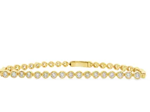 14K Yellow Gold Diamond Tennis Bracelet - Round Stations - 3.00ctw