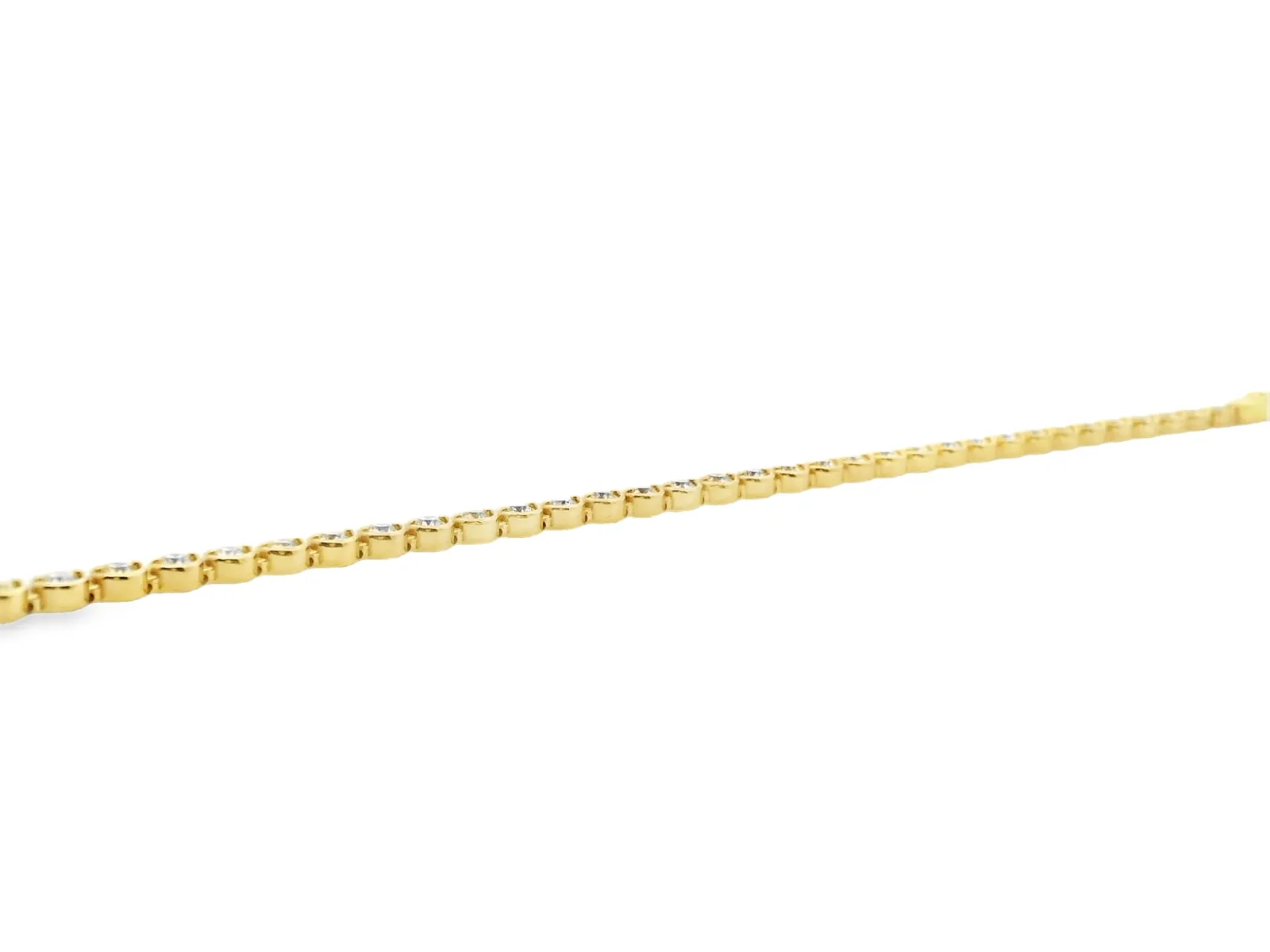 14K Yellow Gold Diamond Tennis Bracelet - Round Stations - 3.00ctw