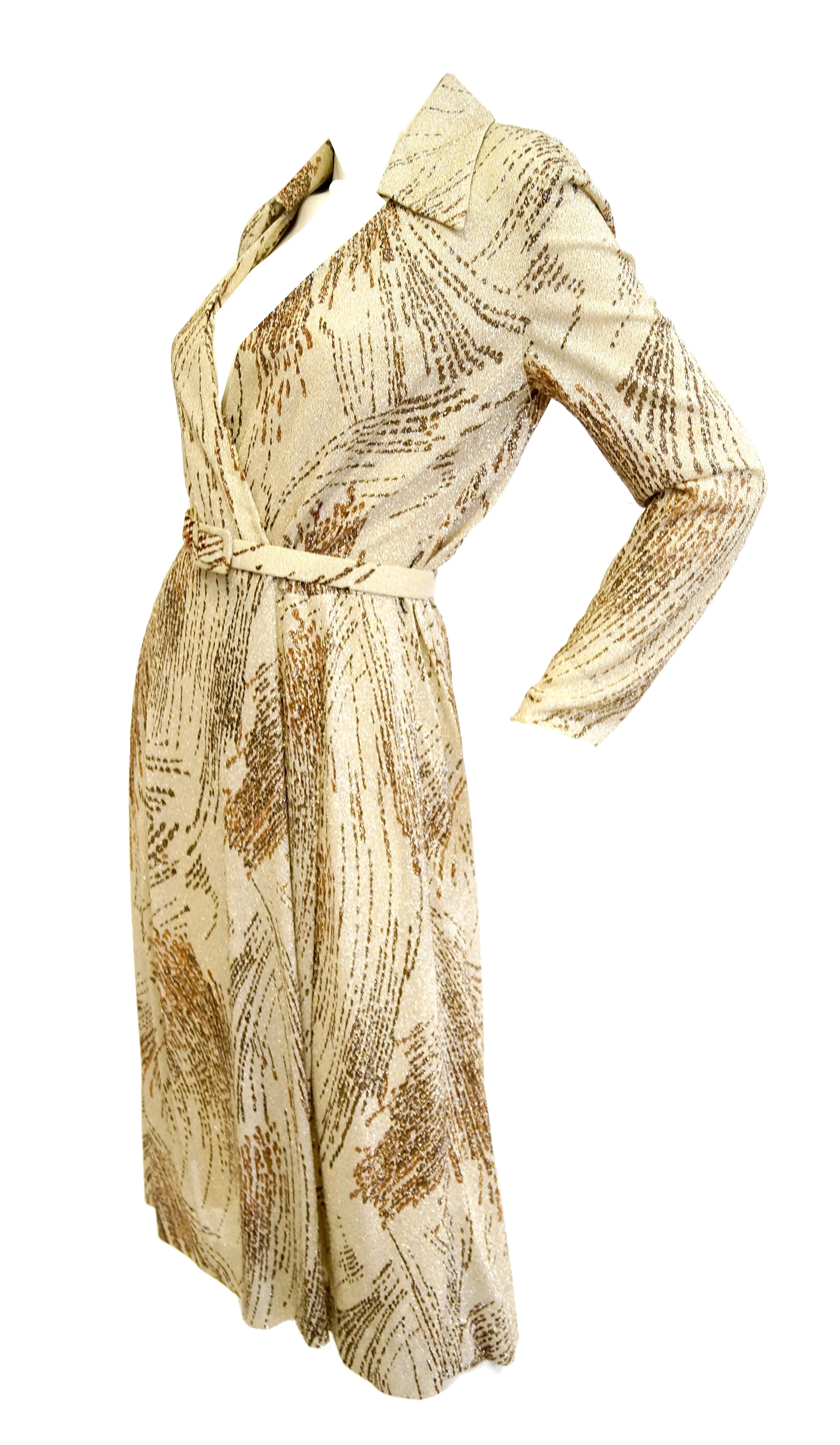 1970s Adele Simpson Metallic Star Trail Dress