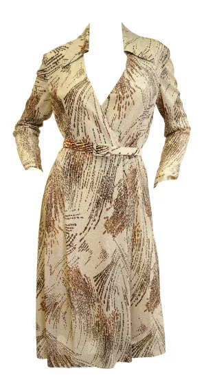 1970s Adele Simpson Metallic Star Trail Dress