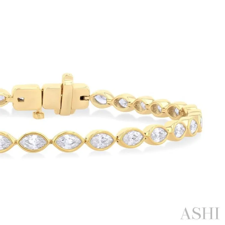 3.00 Ctw East-West Bezel Set Marquise Cut Diamond Tennis Bracelet in 14K Yellow Gold