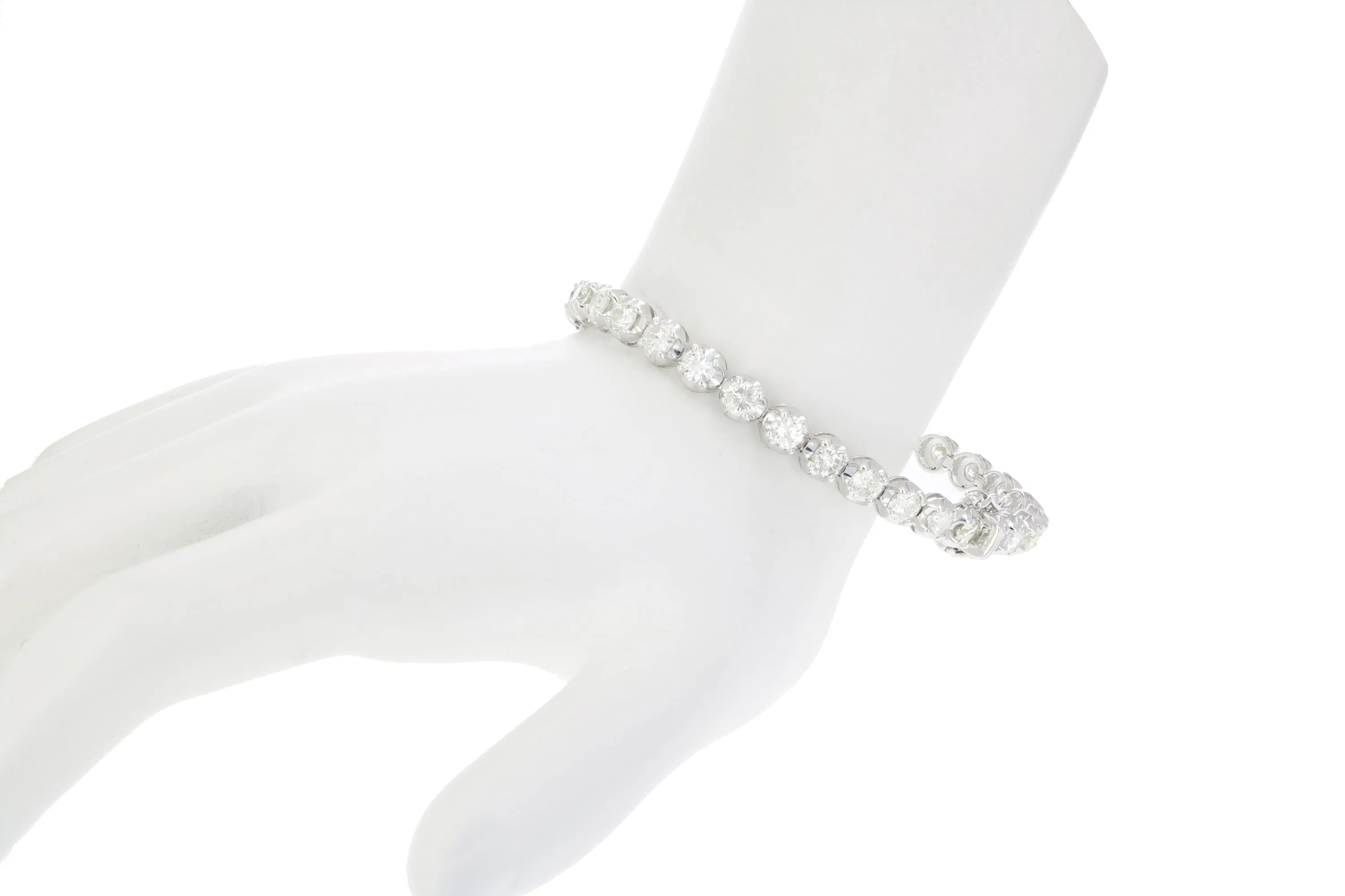 4 cttw Bubble Diamond Tennis Bracelets in 18K White Gold