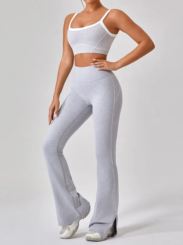 Active Flared Leggings Set with Sporty Crop Top