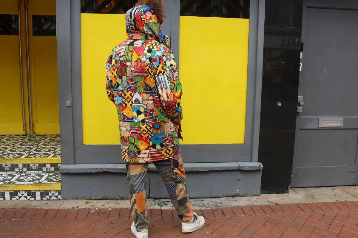 African Woolen Parka in Patchwork - African Winter Coat