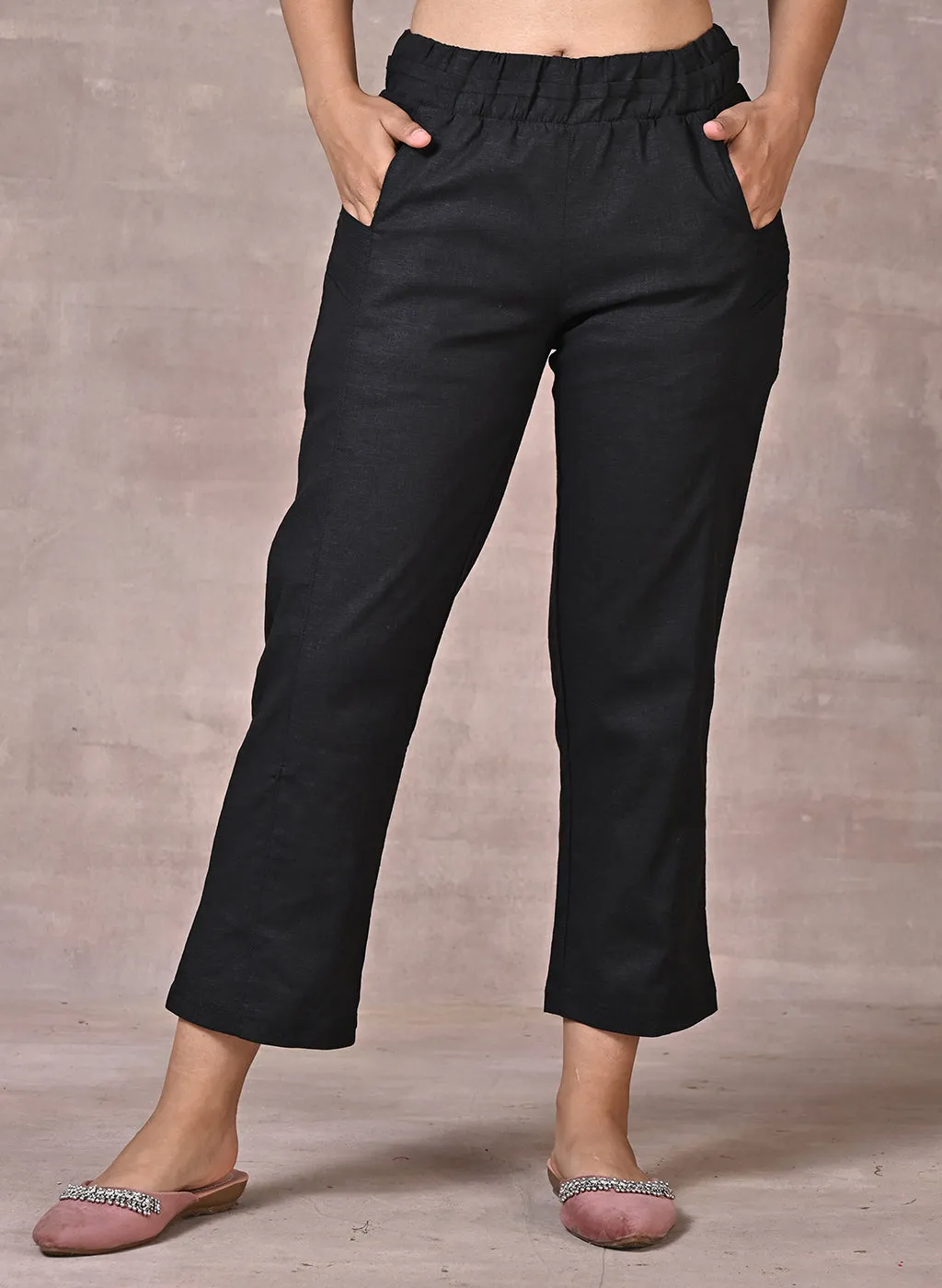 Ayeza Black Green Classic Fit Pants for Women