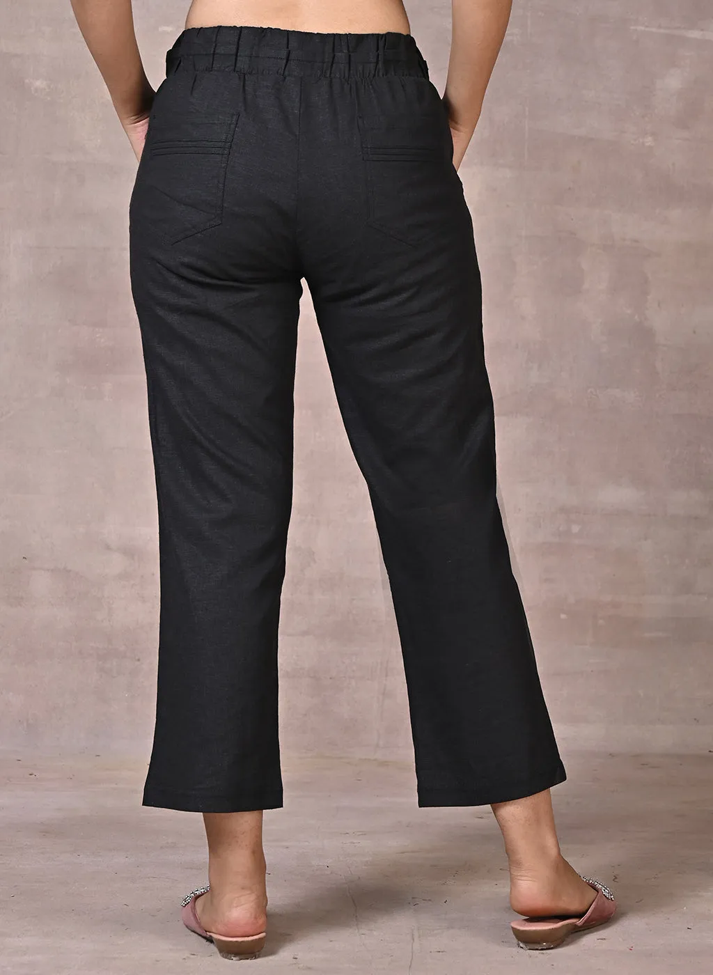 Ayeza Black Green Classic Fit Pants for Women