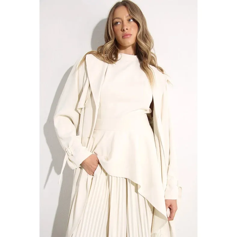 Back Pleated Trench Coat CREAM