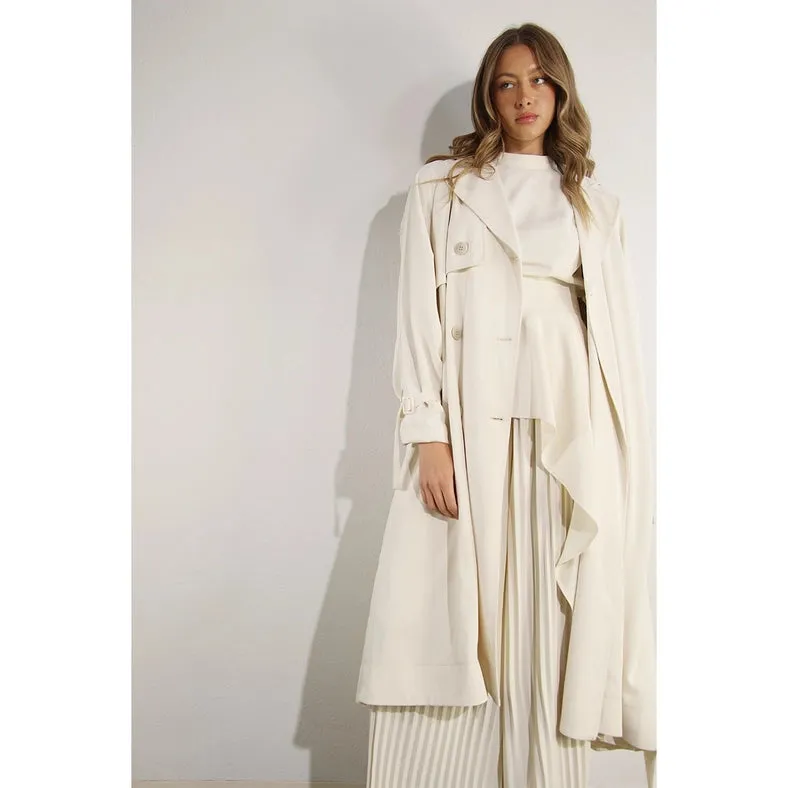 Back Pleated Trench Coat CREAM