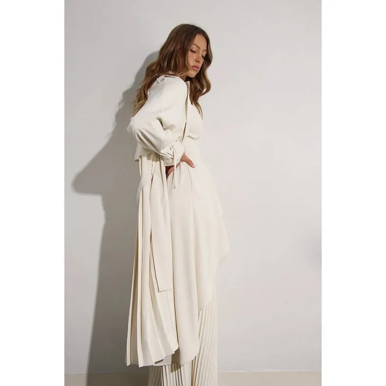 Back Pleated Trench Coat CREAM