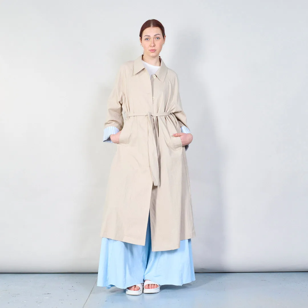 Belted trench coat with contrast cuffs wholesale