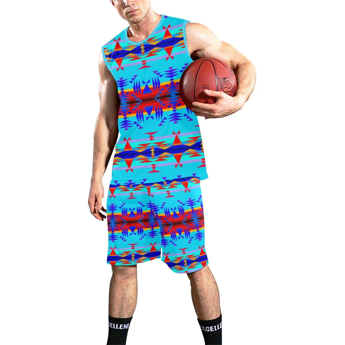 Between the Mountains Blue Basketball Uniform