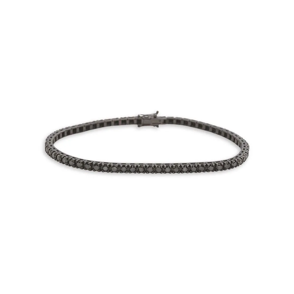 Black Diamond Tennis Bracelet (5.00 ct.) 2.65 mm 4-Prongs Setting in 18K Gold, Made in Italy