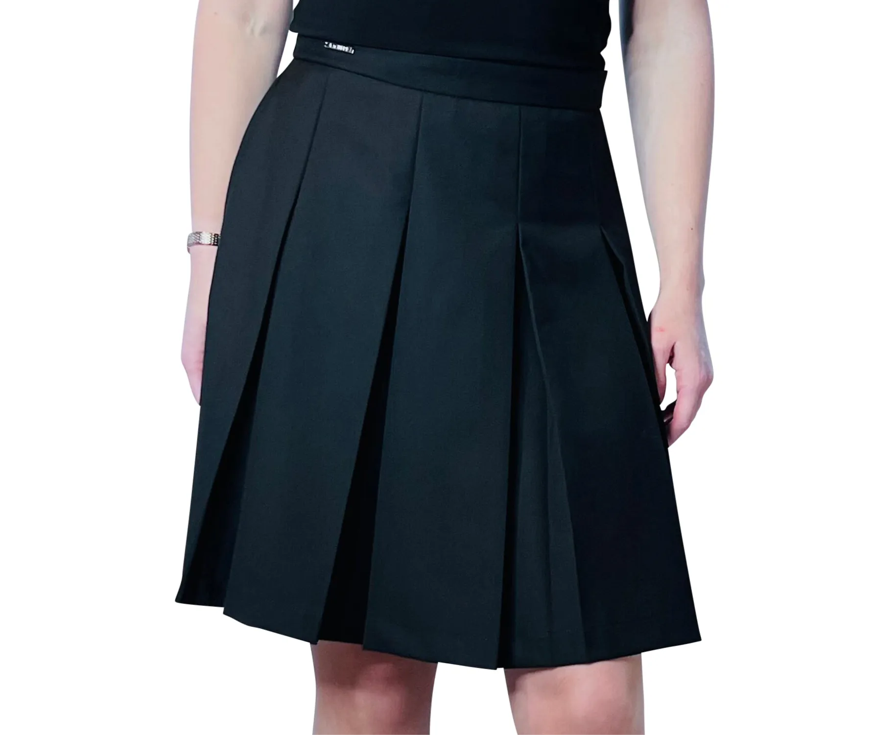 Black Pleated Twill Skirt - Premium Jersey