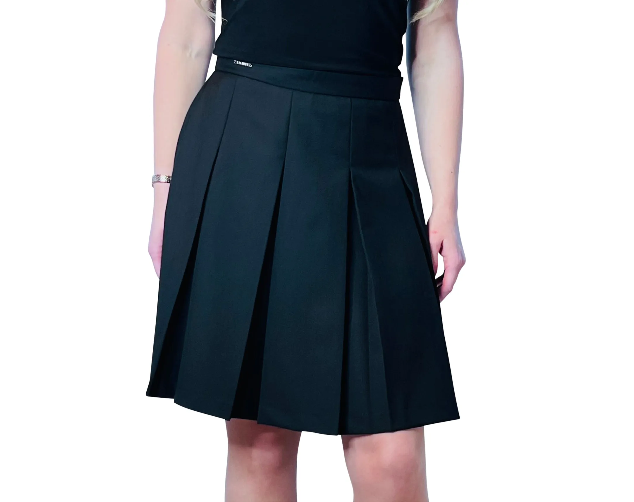 Black Pleated Twill Skirt - Premium Jersey