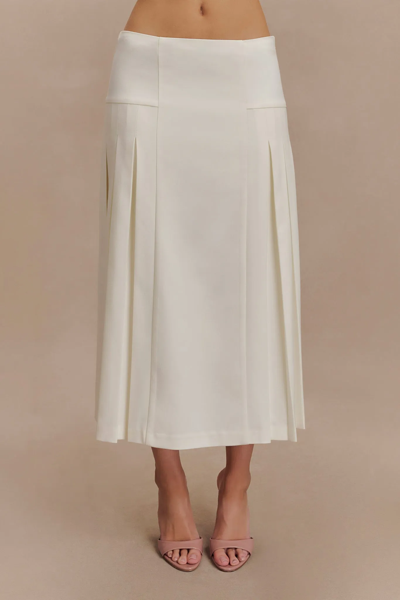 Brigette Pleated Midi Skirt - Ivory