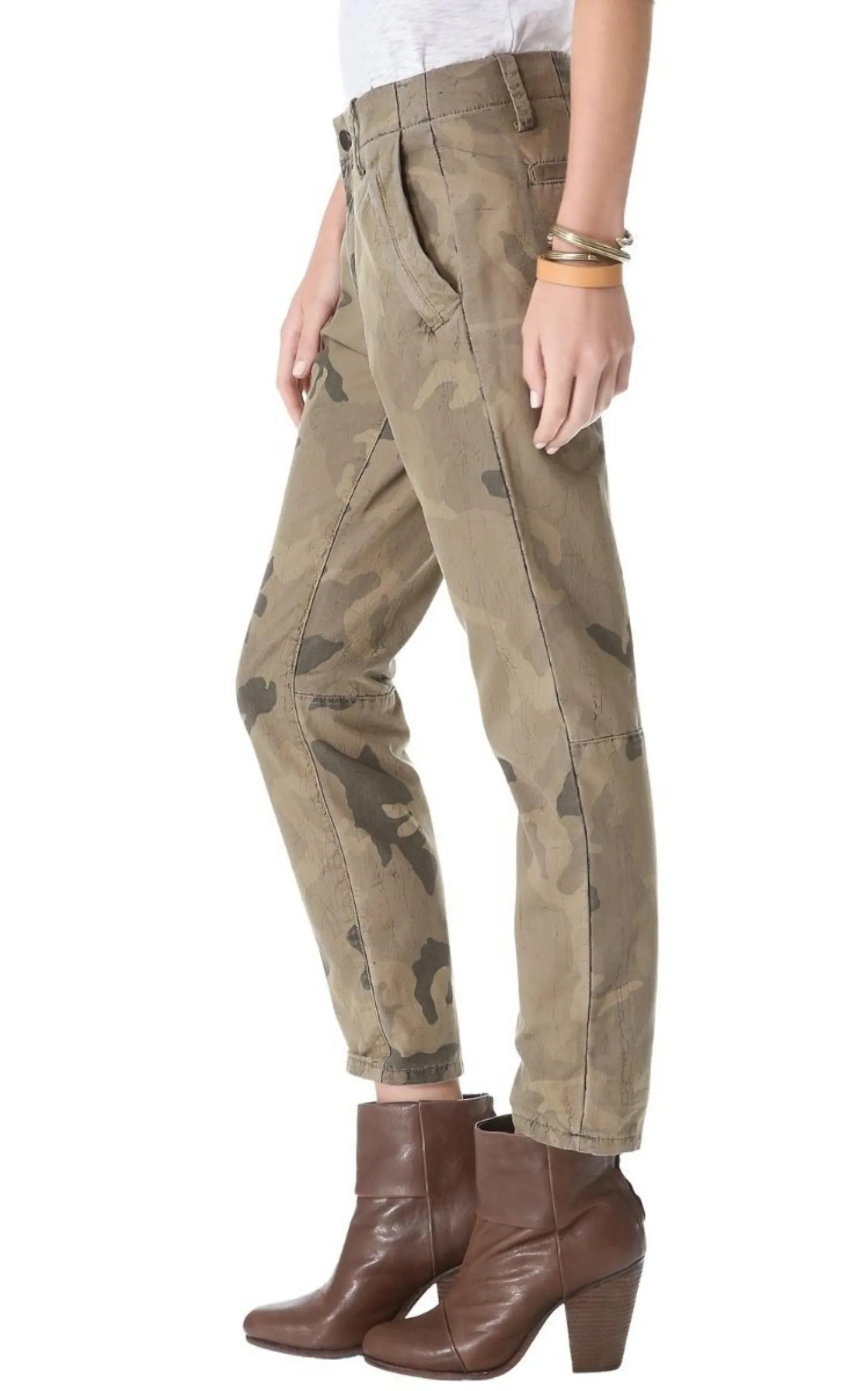 Camo Straight Leg Ankle Trousers