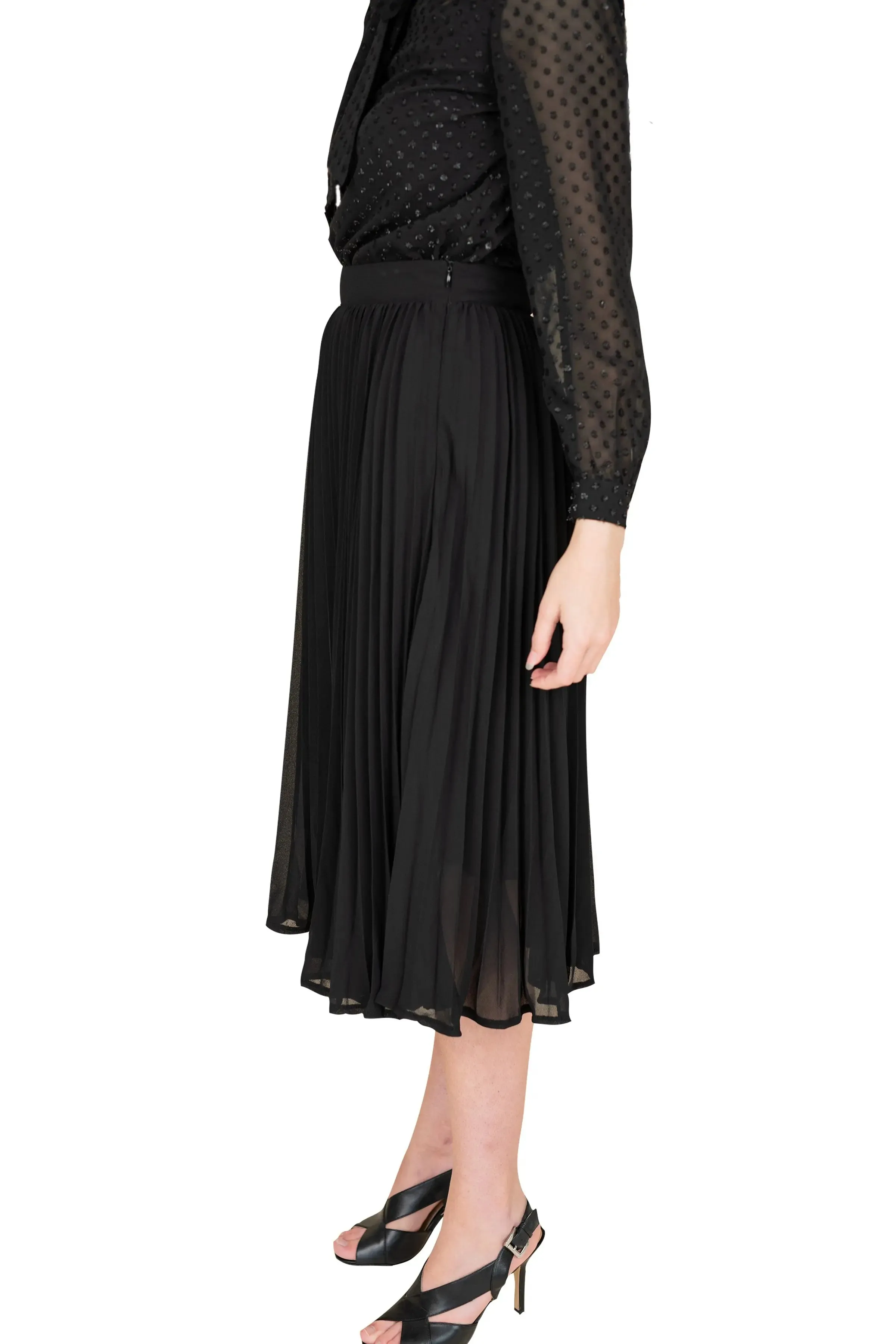 Chic Black Chiffon Pleated Maxi Skirt