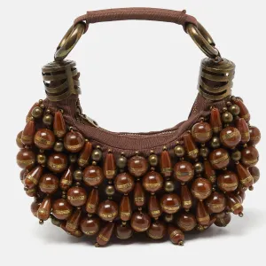 Chloe Canvas Beads Embellished Hobo