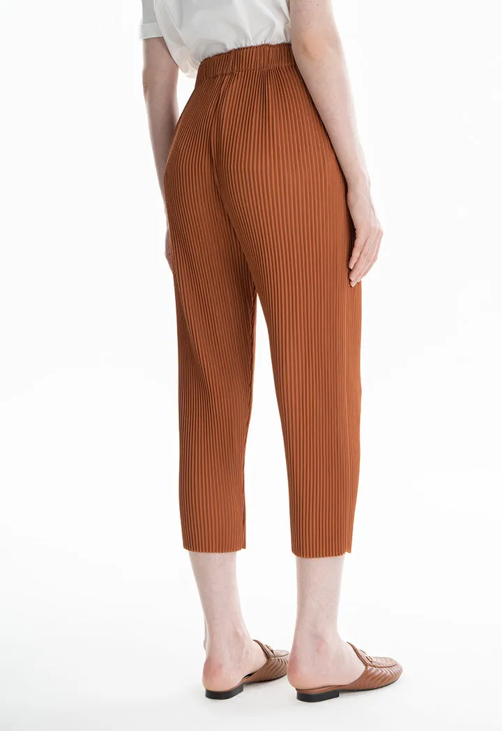 Choice Elasticated Waist Pleated Trousers Brick