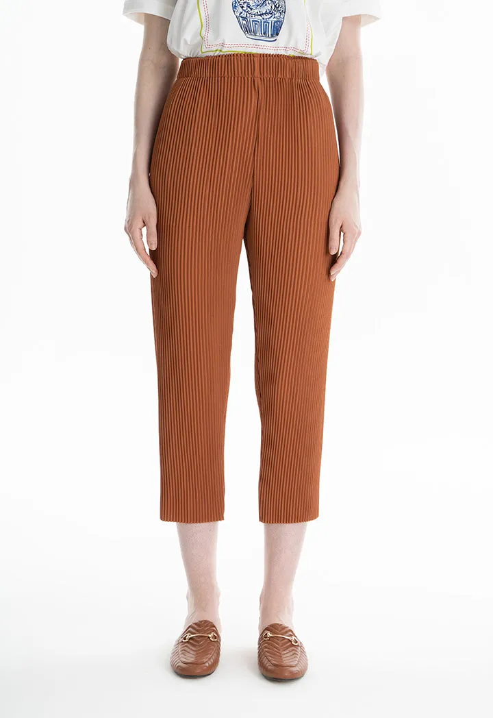 Choice Elasticated Waist Pleated Trousers Brick