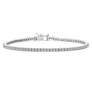 Classic Thin 2MM CZ Solitaire Tennis Anklet Ankle Bracelet Silver Plated 9 Inch