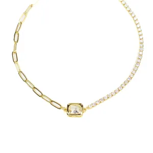 Clear Paper Clip Cz Necklace