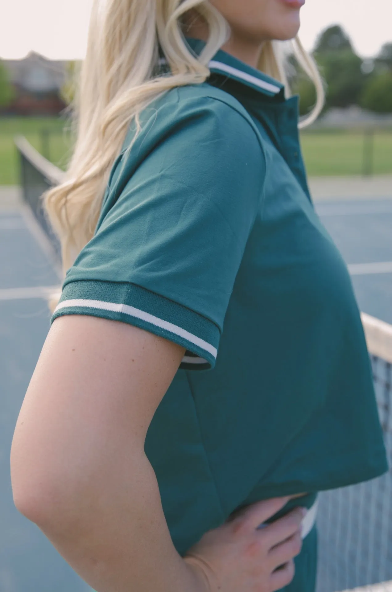 Courtside Green Cropped Polo Shirt