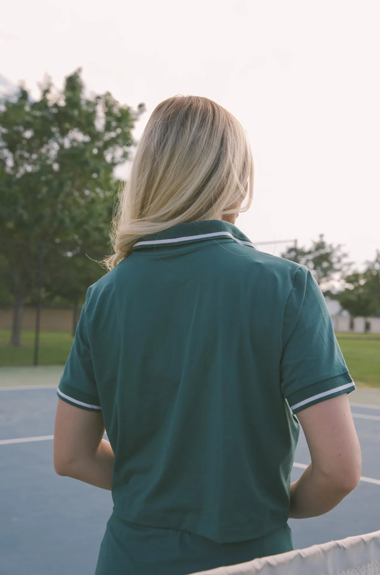 Courtside Green Cropped Polo Shirt