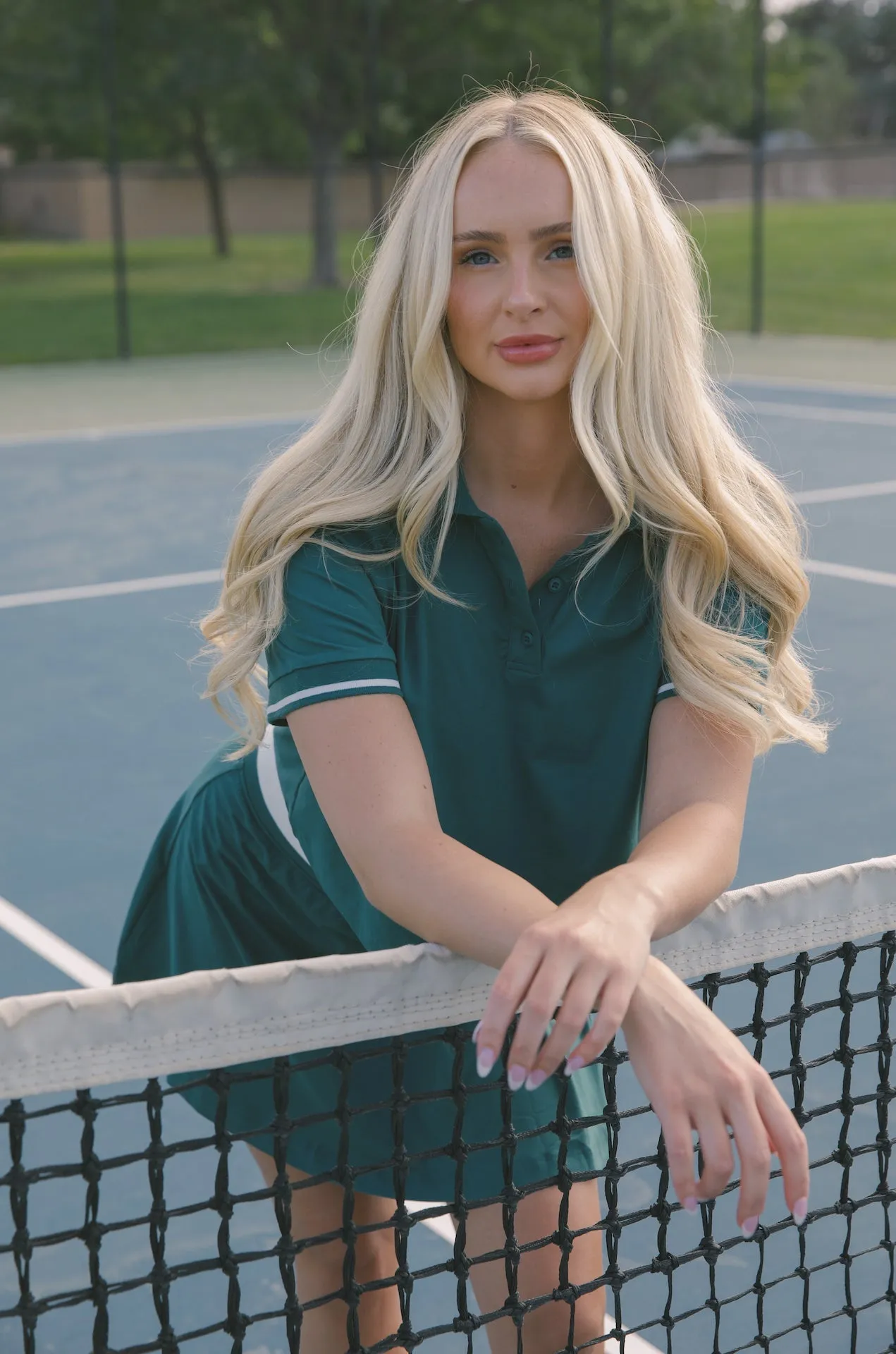 Courtside Green Cropped Polo Shirt