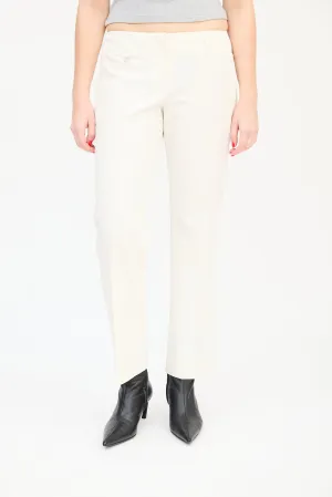 Cream Nylon Straight Leg Trouser