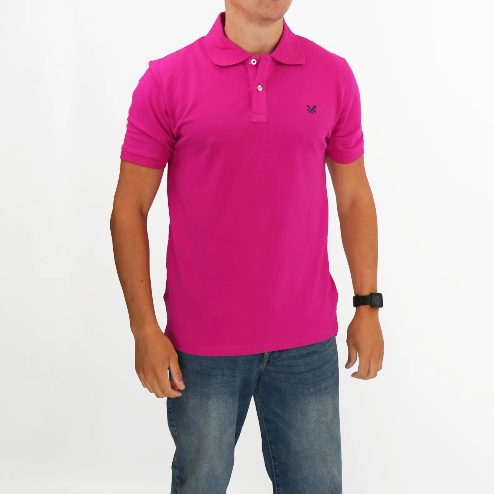 Crew Clothing Company Lightweight Polo Shirt Fuschia