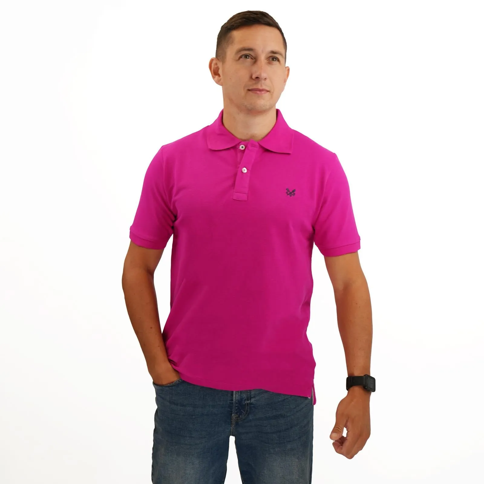 Crew Clothing Company Lightweight Polo Shirt Fuschia