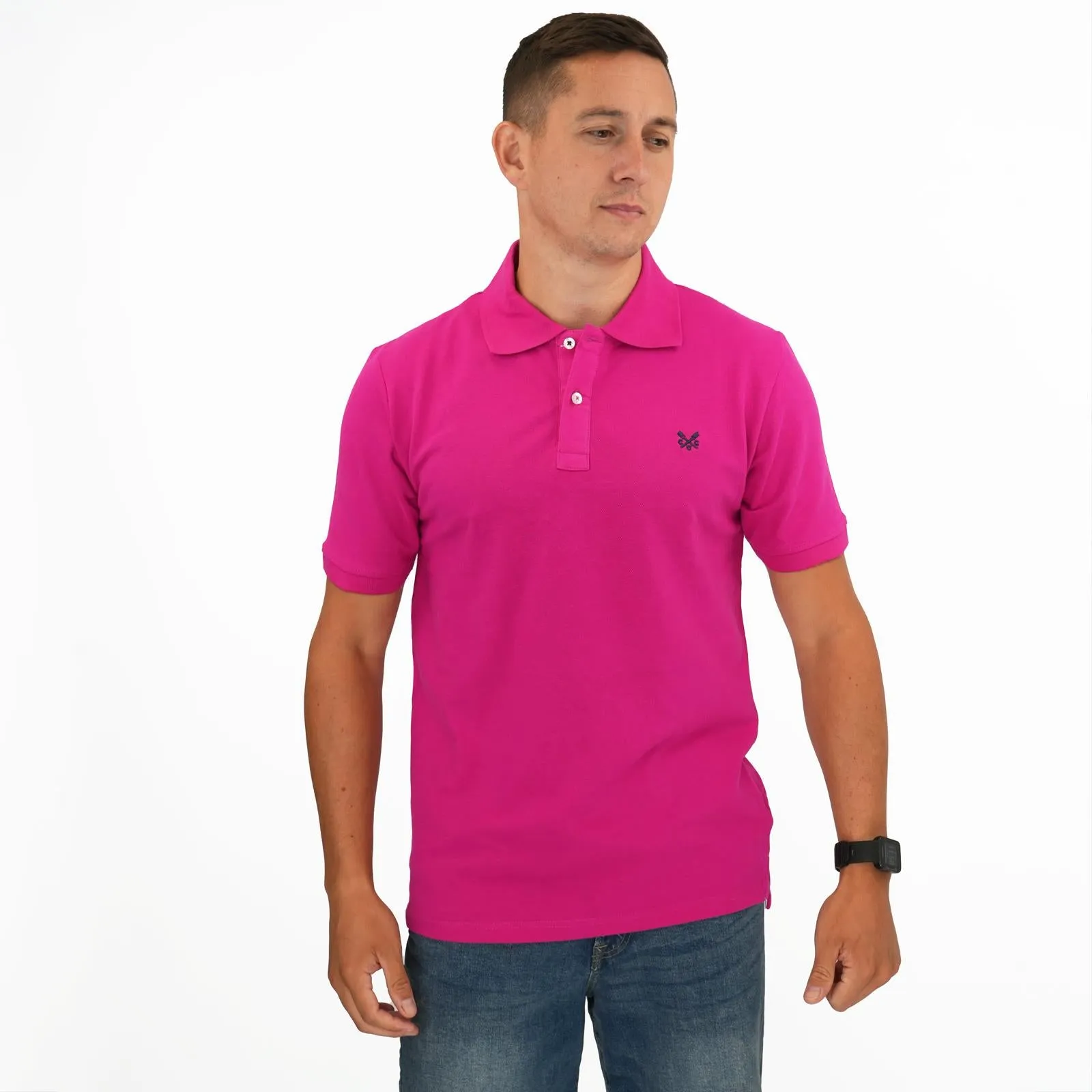 Crew Clothing Company Lightweight Polo Shirt Fuschia