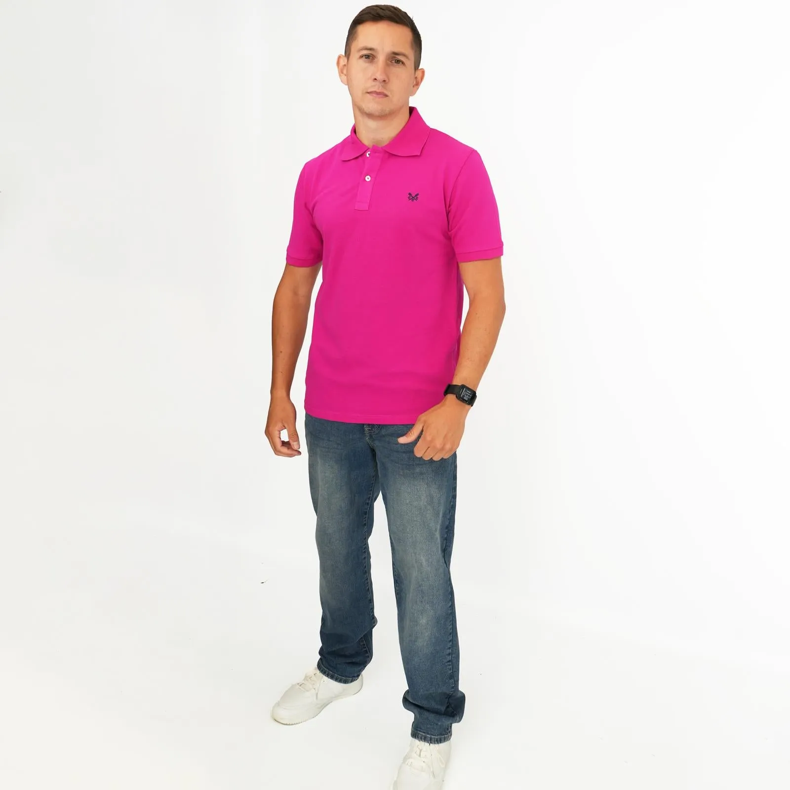 Crew Clothing Company Lightweight Polo Shirt Fuschia