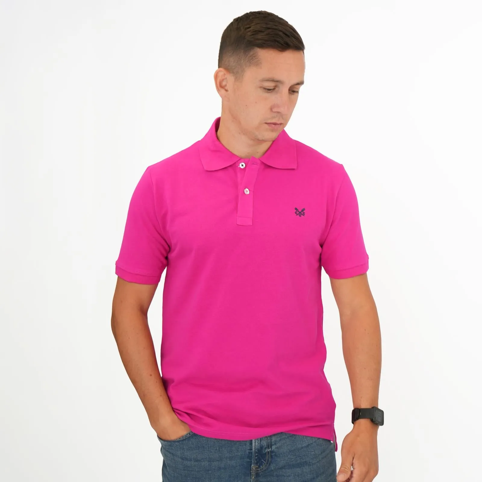 Crew Clothing Company Lightweight Polo Shirt Fuschia