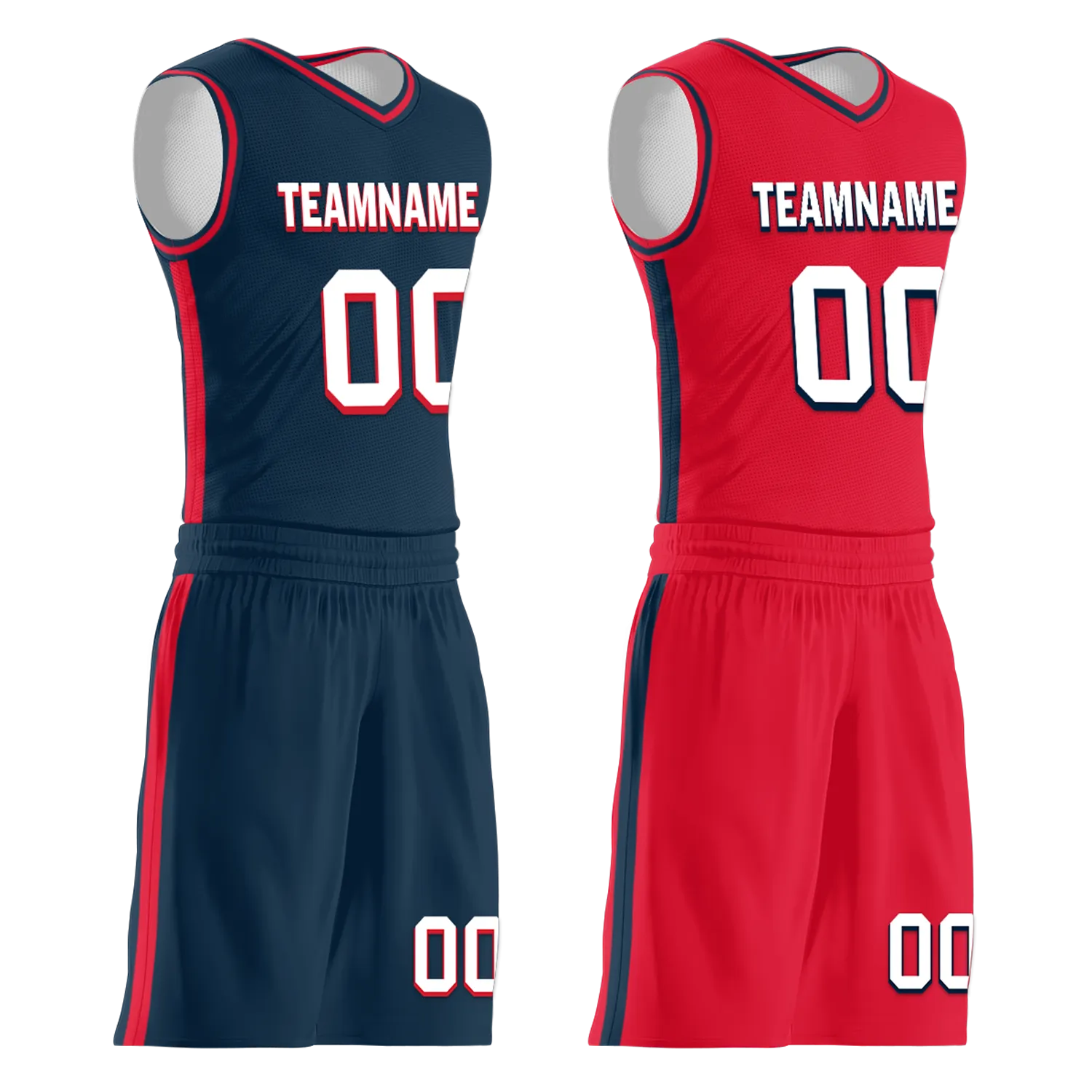 Custom Blue Red Classic Style Reversible Basketball Uniform Personalized BBJR-D017021