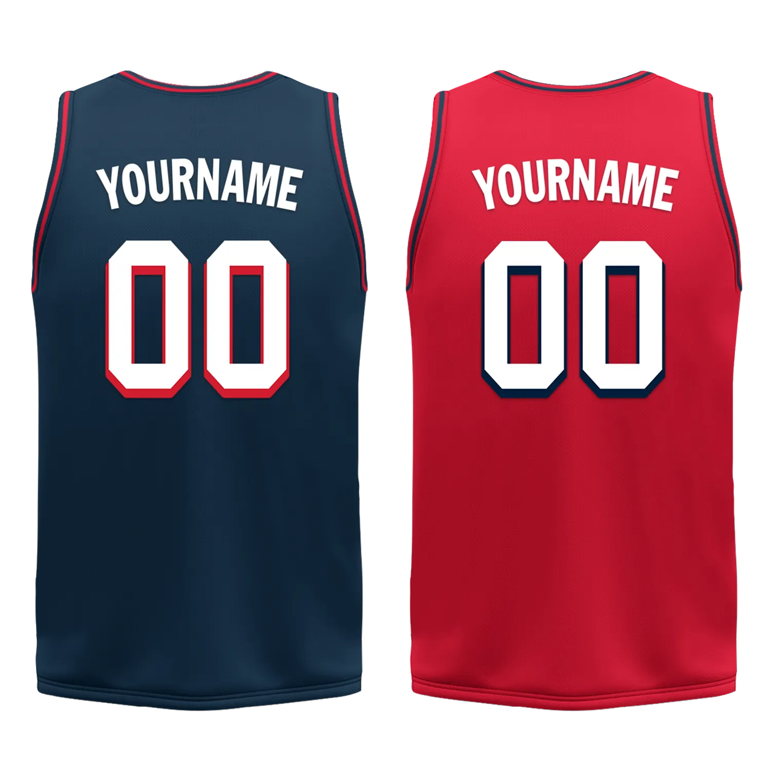 Custom Blue Red Classic Style Reversible Basketball Uniform Personalized BBJR-D017021