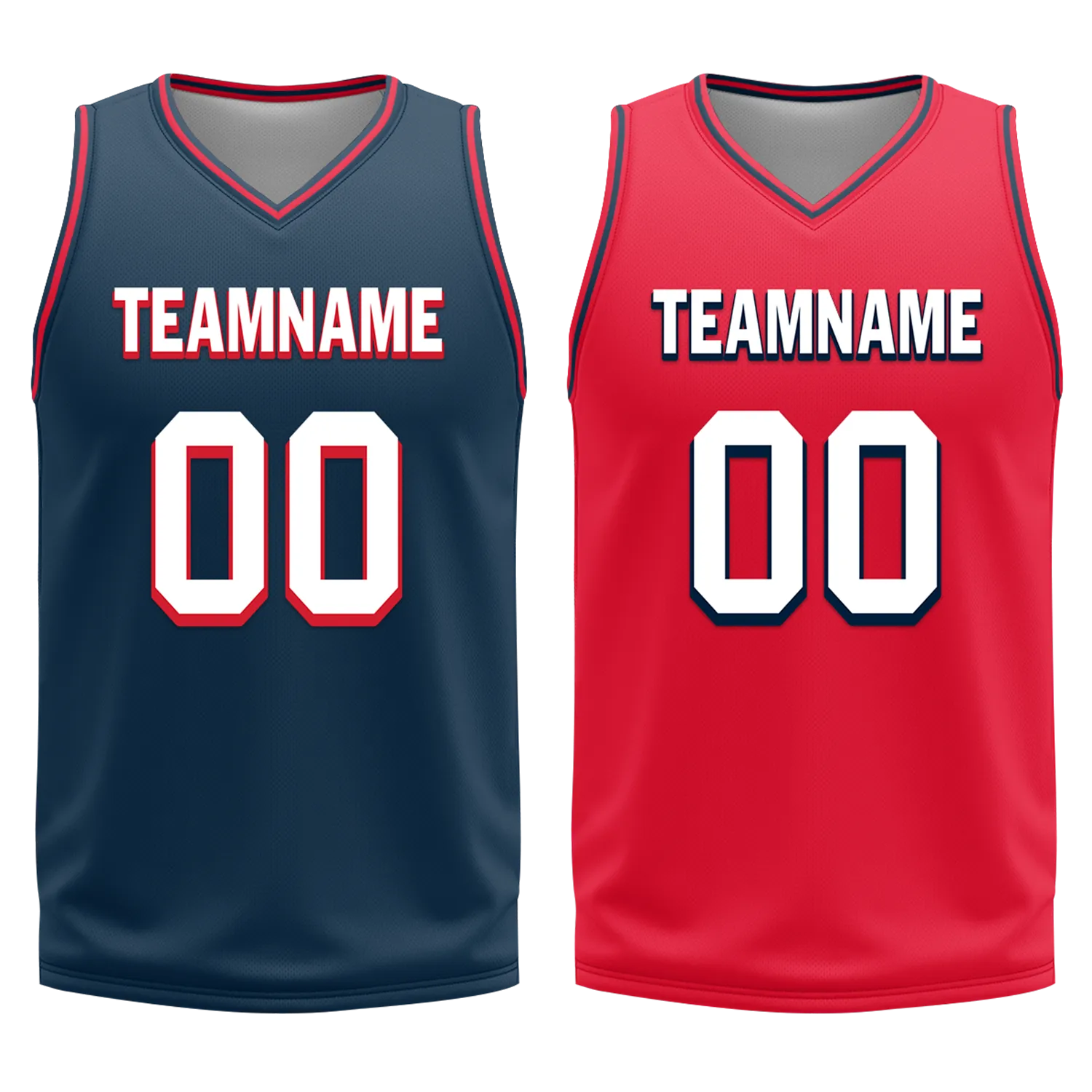 Custom Blue Red Classic Style Reversible Basketball Uniform Personalized BBJR-D017021