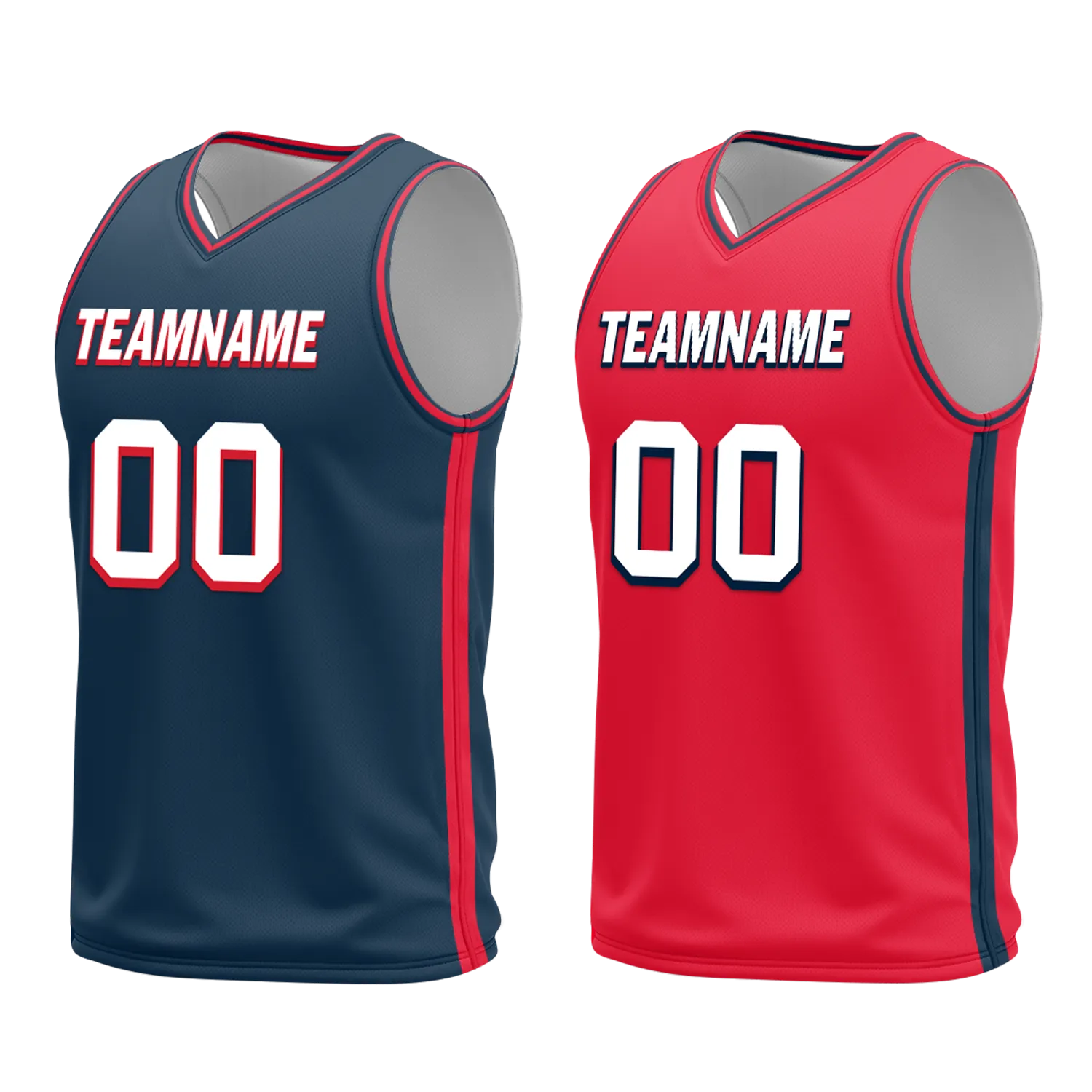 Custom Blue Red Classic Style Reversible Basketball Uniform Personalized BBJR-D017021