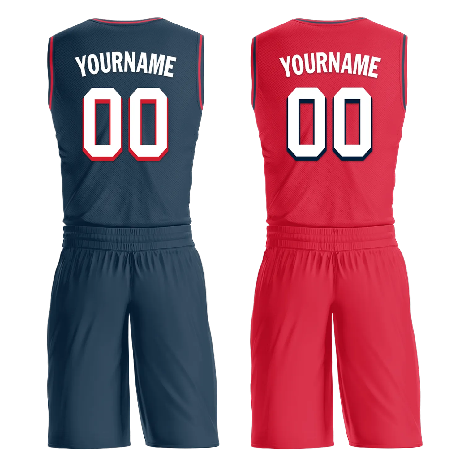 Custom Blue Red Classic Style Reversible Basketball Uniform Personalized BBJR-D017021