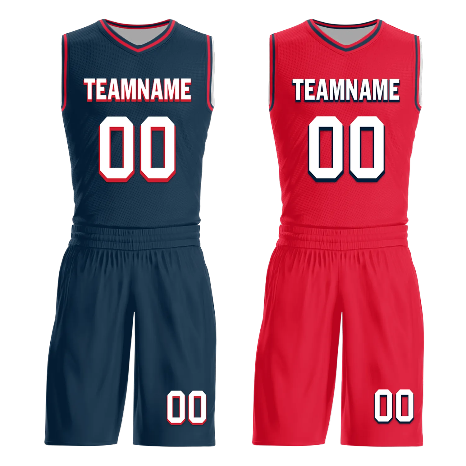 Custom Blue Red Classic Style Reversible Basketball Uniform Personalized BBJR-D017021