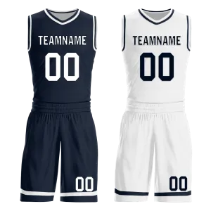 Custom Blue White Classic Style Reversible Basketball Uniform Personalized BBJR-D017056