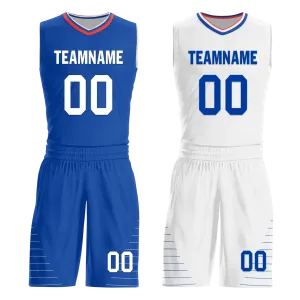 Custom Blue White Classic Style Reversible Basketball Uniform Personalized Ordinary BBJR-D017031