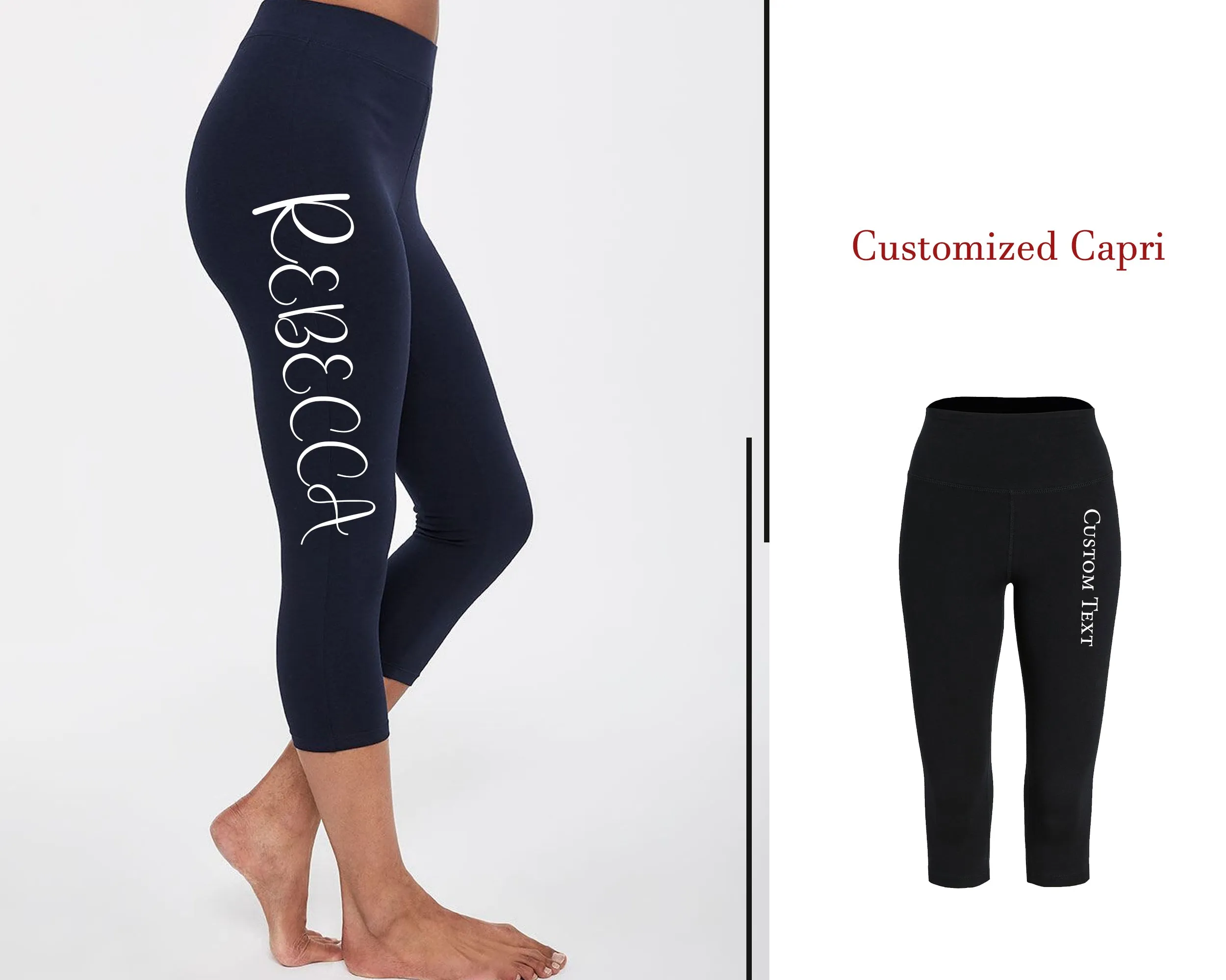 Custom Print Capri Personalized Capri Workout Capri Customize Capri Yoga Capri Gym Capri Gift For Her Capri leggings Exercise Capri