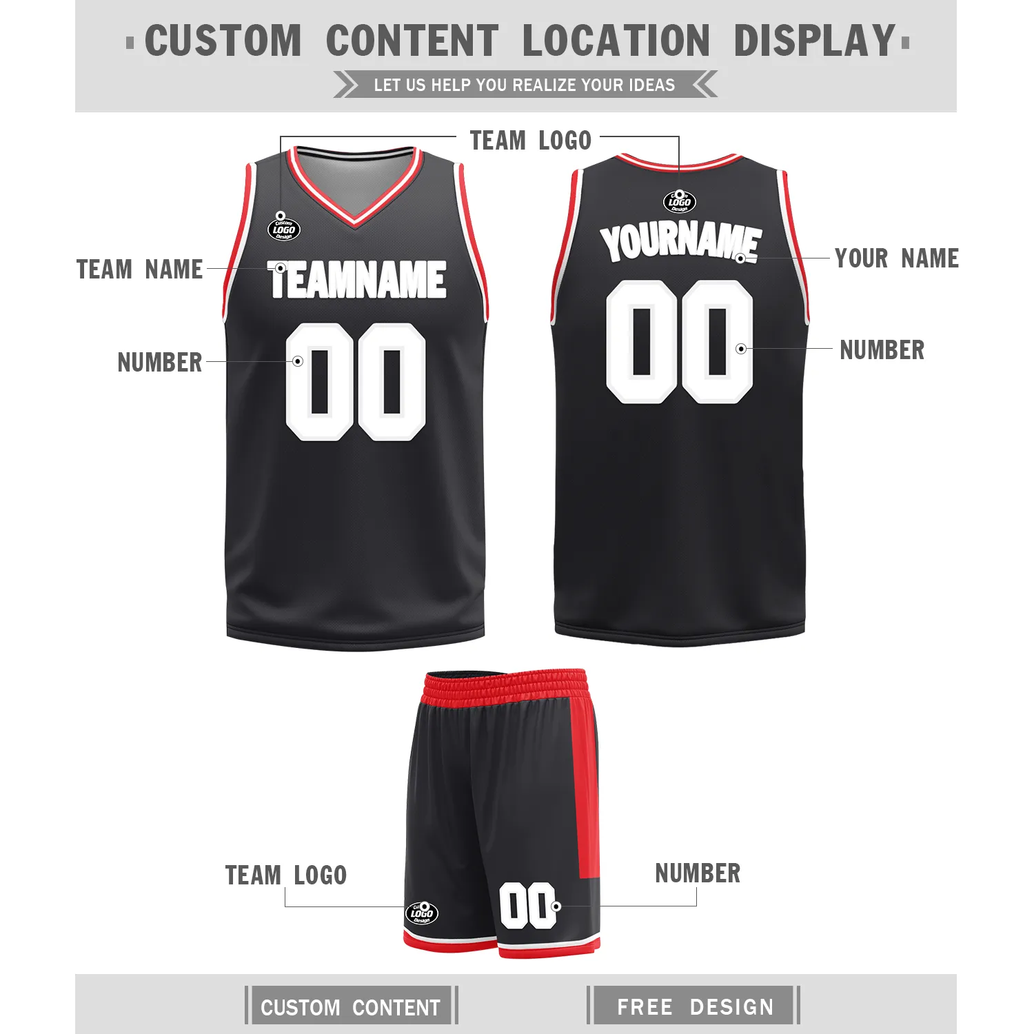 Custom Red Black Classic Style Reversible Basketball Uniform Personalized Ordinary BBJR-D017025