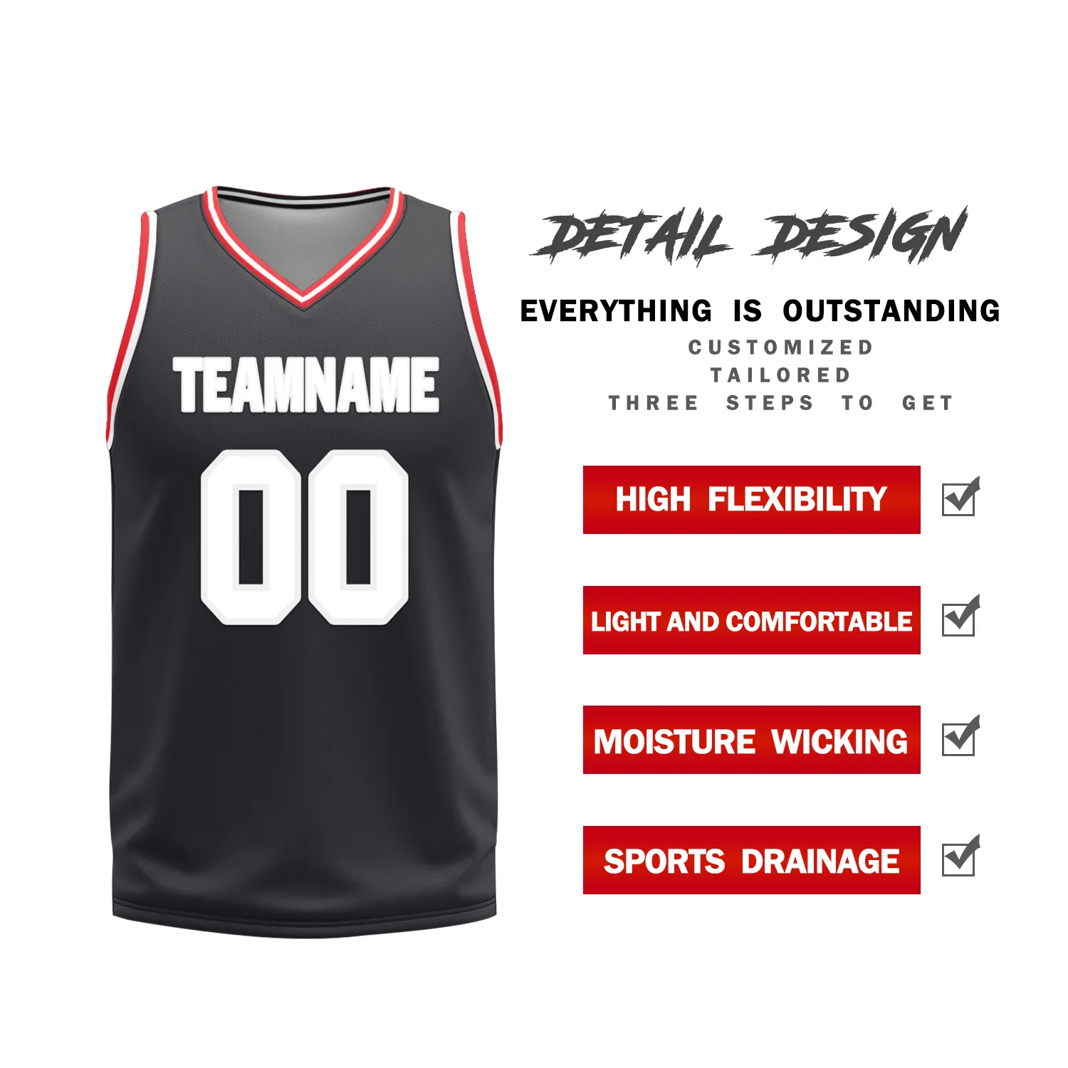 Custom Red Black Classic Style Reversible Basketball Uniform Personalized Ordinary BBJR-D017025